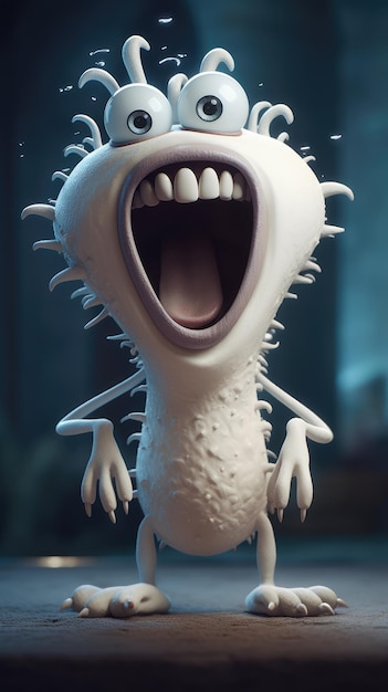 Una caricatura con una boca grande que dice 'monstruo'