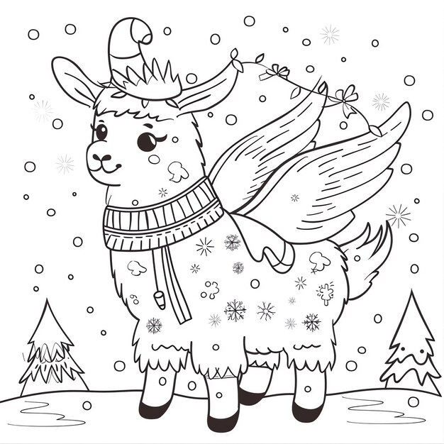 una caricatura de un caballo con un ornamento de Navidad en su cola