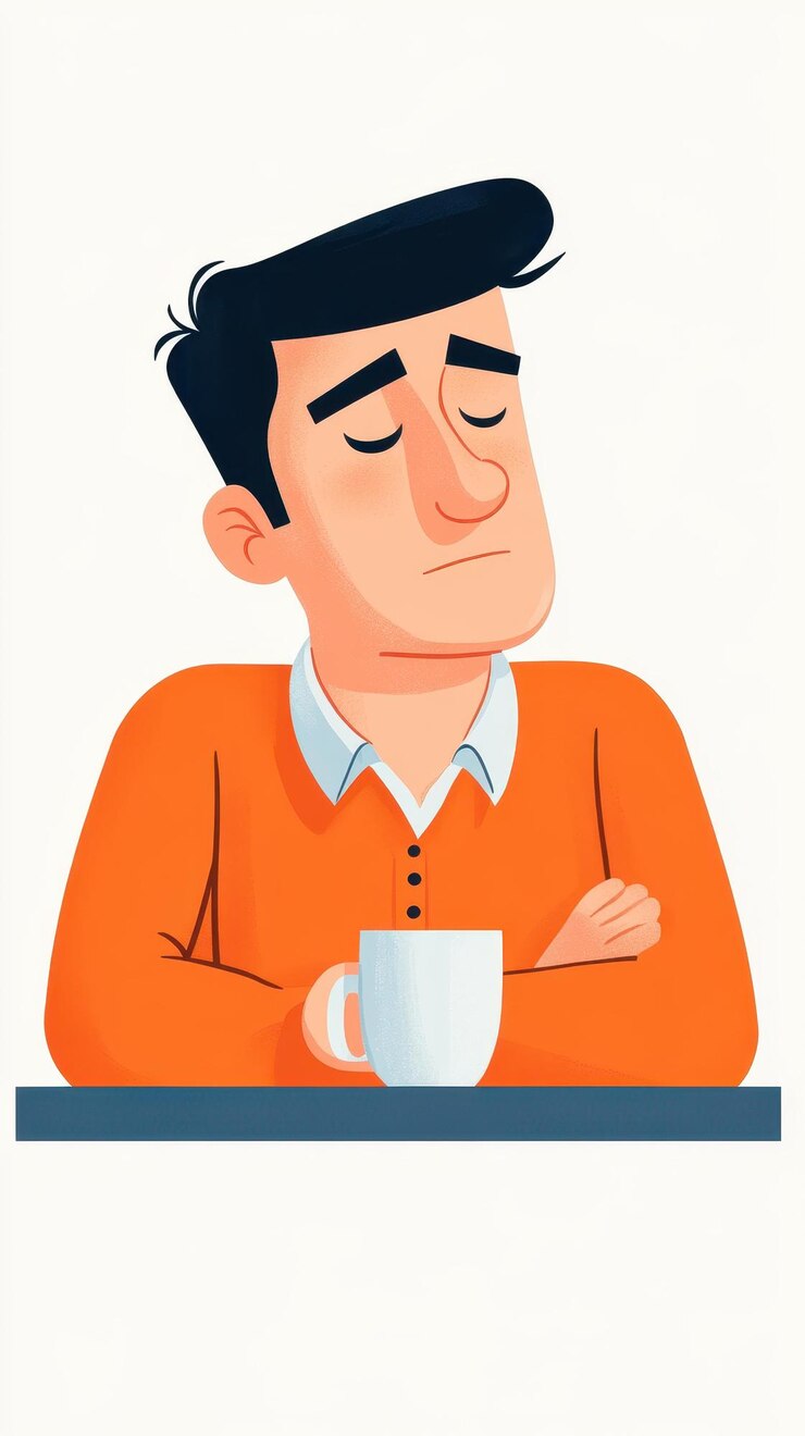 Foto una caricatura caprichosa muestra a un personaje cansado ilustrando