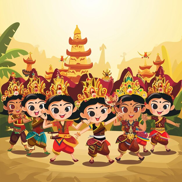 Foto caricatura de celebración de la cultura indonesia v 6 identificación de trabajo 2ea74aa750274d139fe5e692979d951f