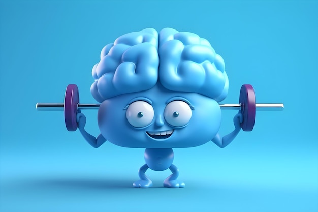 Una caricatura de un cerebro levantando pesas