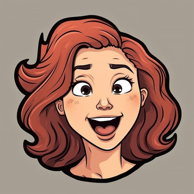 Una caricatura de una chica con cabello rojo y una gran sonrisa.