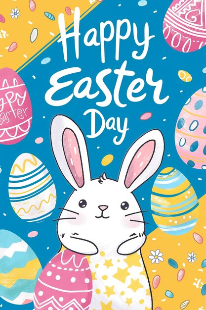 una caricatura del conejo de Pascua con un conejo en la parte superior