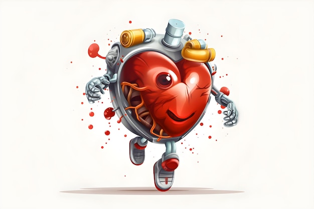Una caricatura de un corazón con una cara que dice "corazón" en él