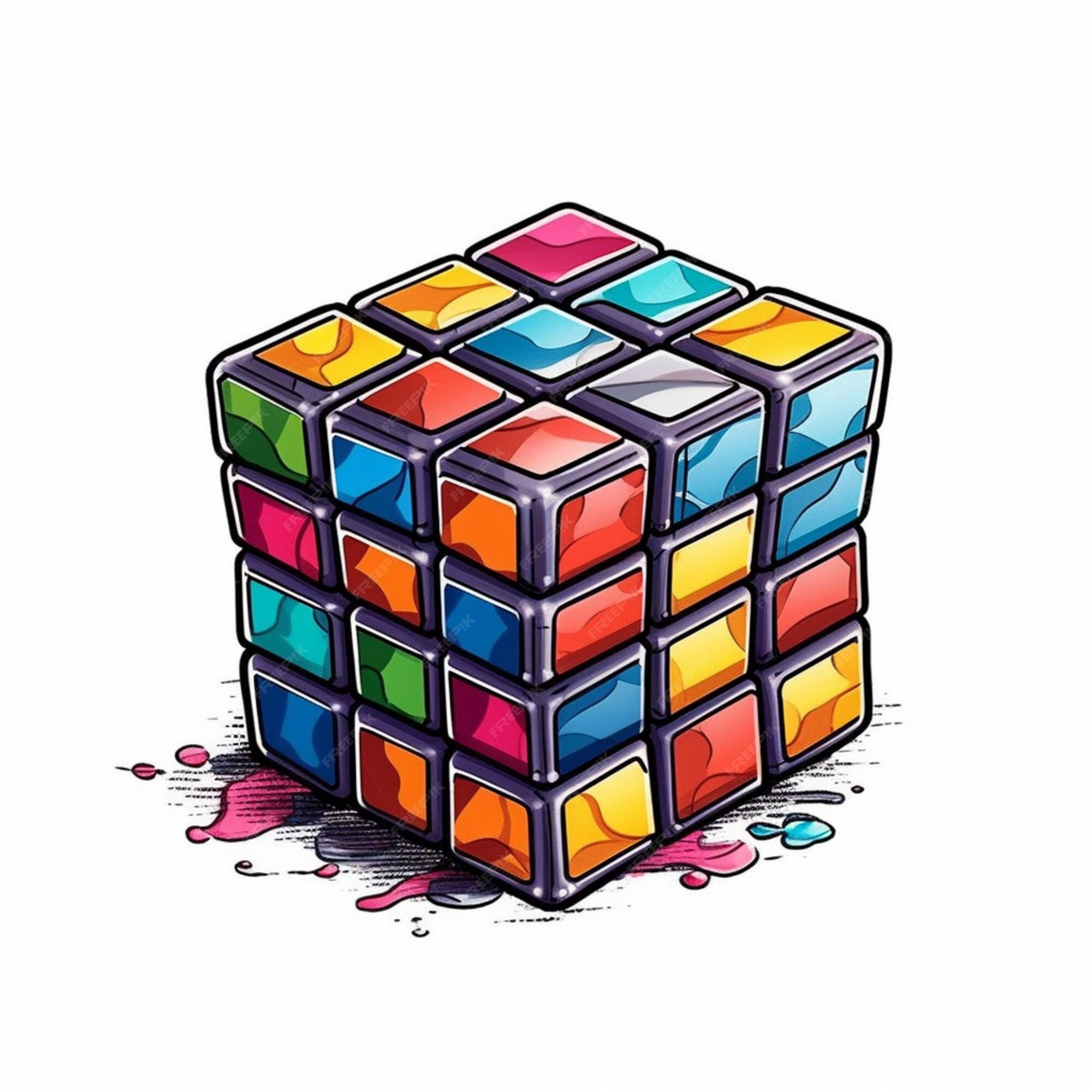 Cubo De Rubik Dibujo Una caricatura de un cubo de rubik con muchos colores ai generativo | Foto  Premium