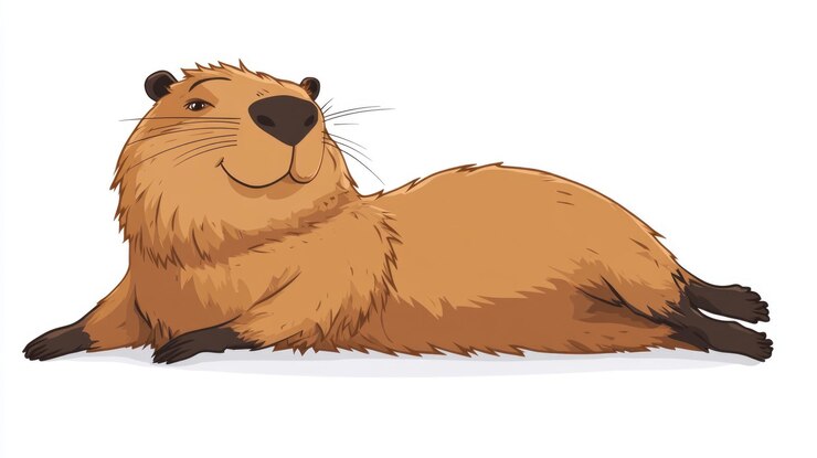 Foto caricatura de cuerpo entero de capybara descansando en una imagen de postura alegre