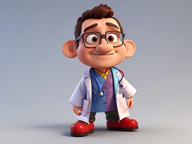 Caricatura de un doctor lindo en 3D