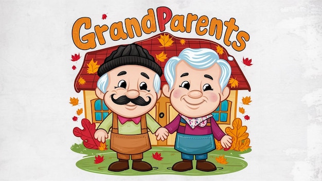 una caricatura de dos personas tomadas de la mano y las palabras abuelos