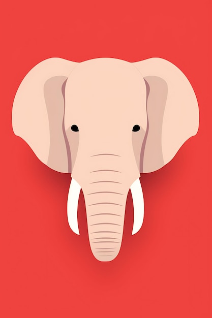 una caricatura de un elefante con colmillos sobre un fondo rojo