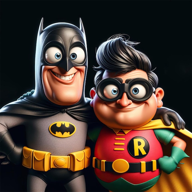 Caricatura engraçada de Batman e Robin