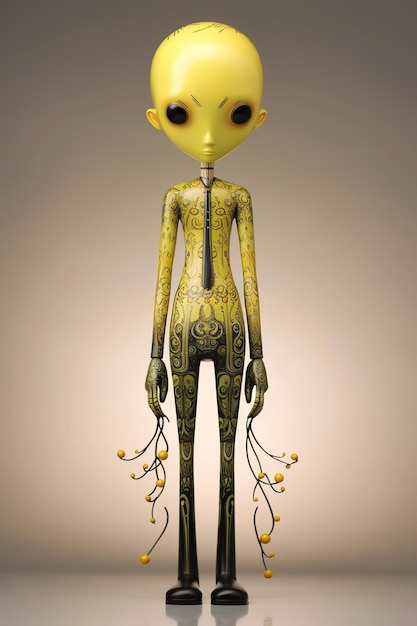 Una caricatura de un extraterrestre con corbata.