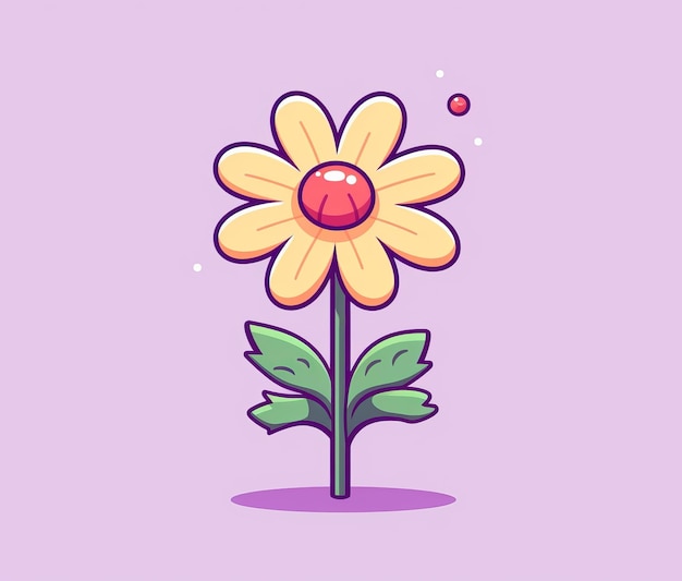 Una caricatura de una flor con una gema.