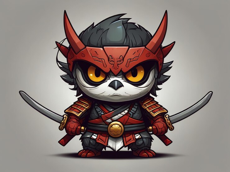 Foto una caricatura de un gato con una espada y un escudo