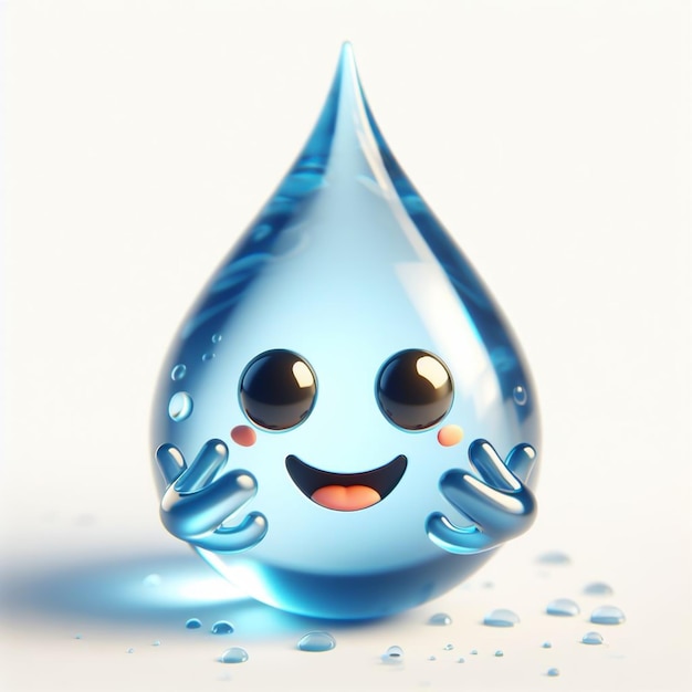 Caricatura de gotas de agua atrae la atención sobre el cambio climático y la escasez de agua Día Mundial del Agua IA