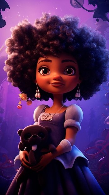 caricatura de una hermosa niña negra