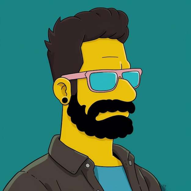 Foto una caricatura de un hombre con barba y gafas de sol