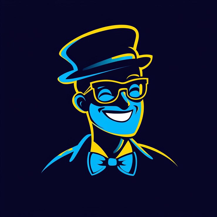 Foto una caricatura de un hombre con un sombrero y gafas