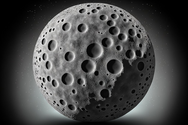 Caricatura de la luna llena que muestra cráteres separados en tonos grises