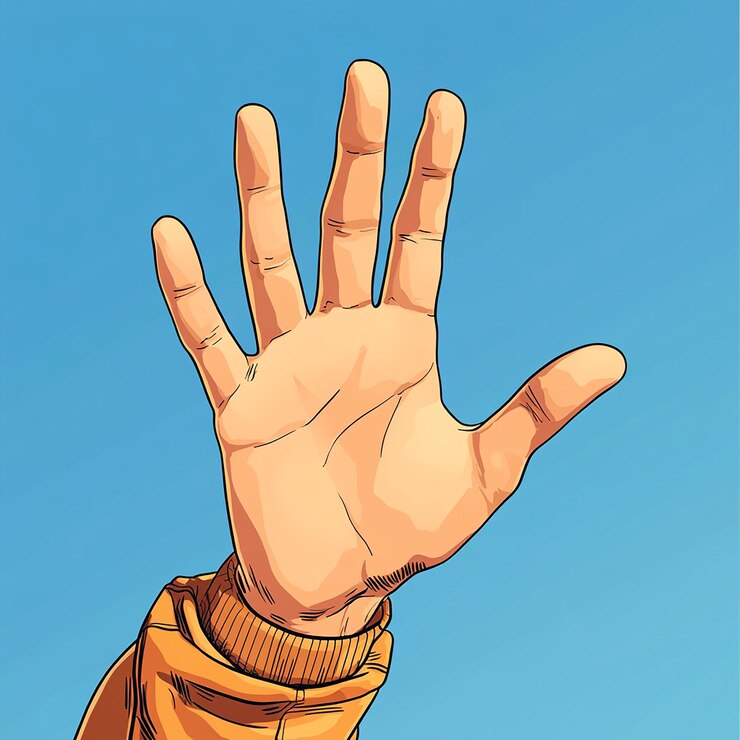 Foto una caricatura de una mano que dice "palma"