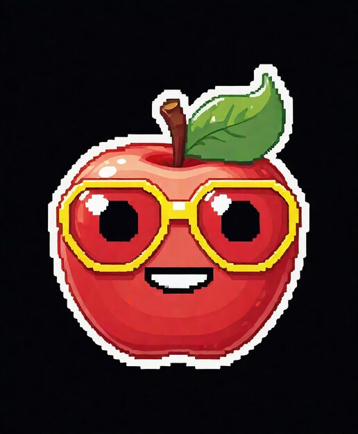 Foto una caricatura de una manzana con gafas que dicen gafas