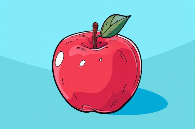 Foto una caricatura de una manzana roja