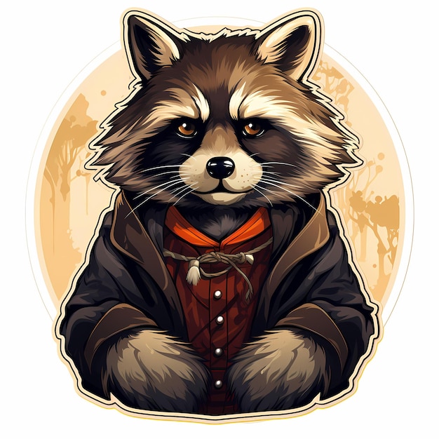 una caricatura de un mapache con abrigo y chaqueta.