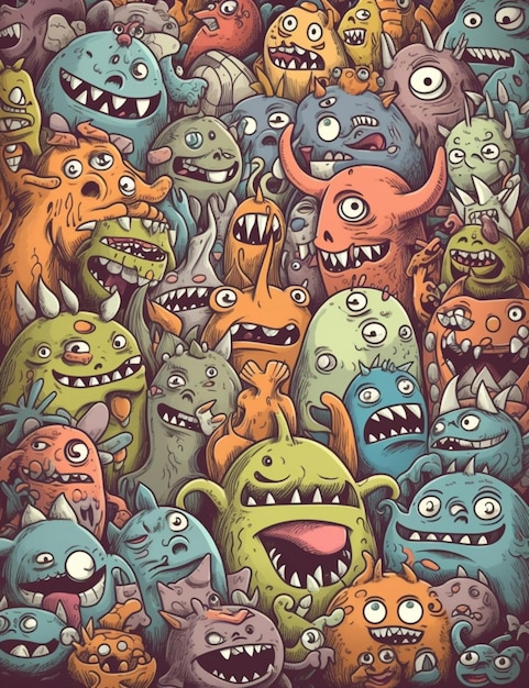 Una caricatura de muchos monstruos con uno de ellos diciendo 'no soy un monstruo'