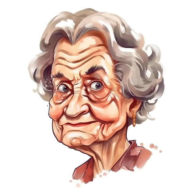 Una caricatura de una mujer con una sonrisa en su rostro.