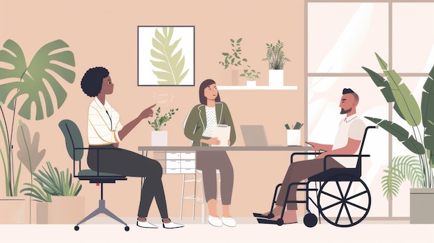 una caricatura de mujeres en una reunión con una que dice mujeres