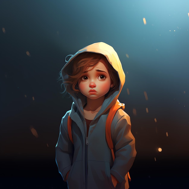 una caricatura de una niña con una sudadera con capucha