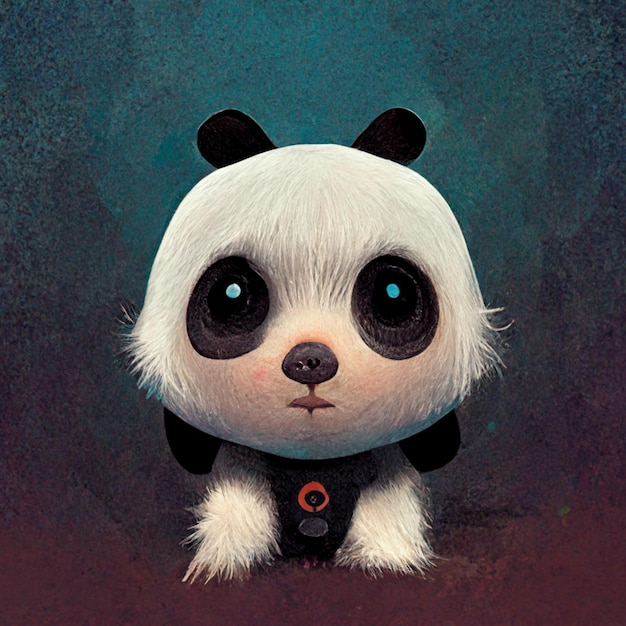 Una caricatura de un panda con un círculo rojo en el pecho.