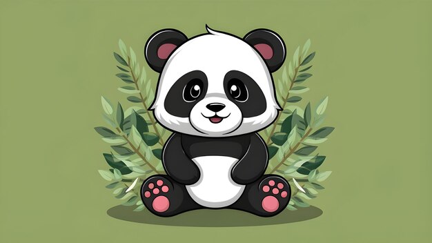 Foto una caricatura de un panda con un fondo verde