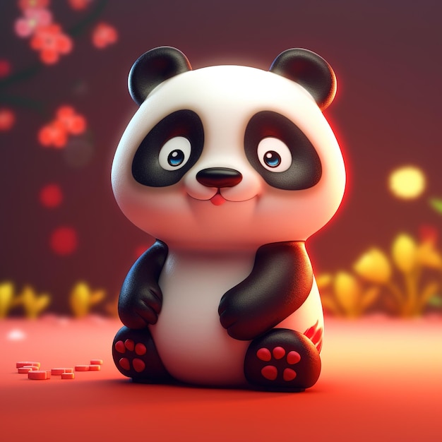 Una caricatura de un panda con la palabra amor.