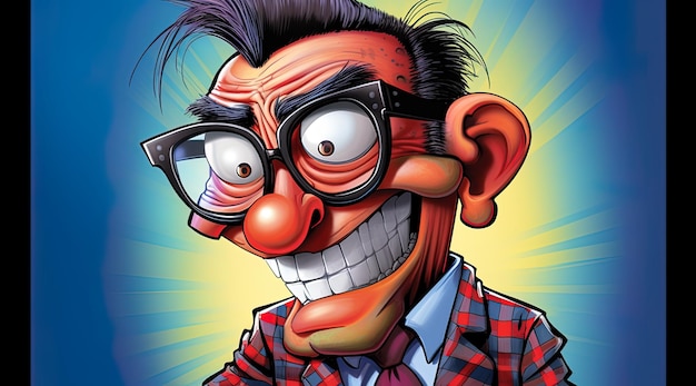una caricatura de un payaso con gafas y una cara de payaso