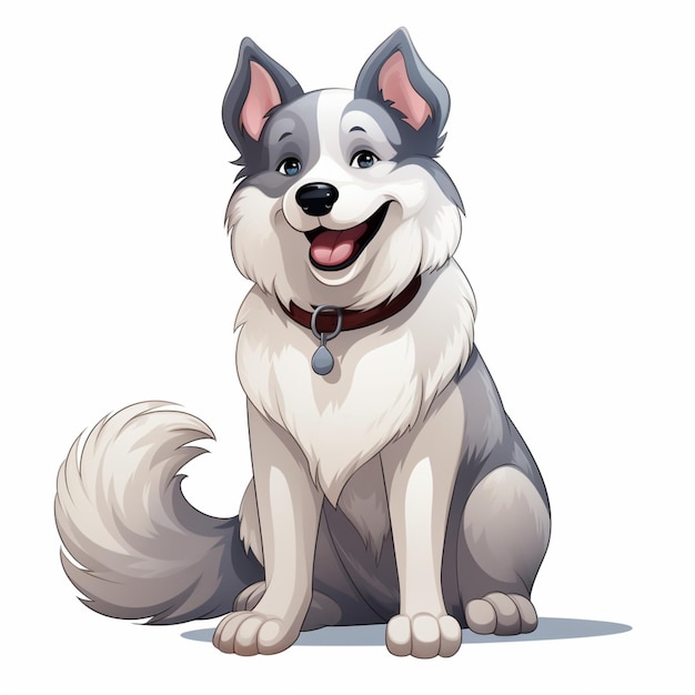 Caricatura de un perro husky sobre un fondo blanco