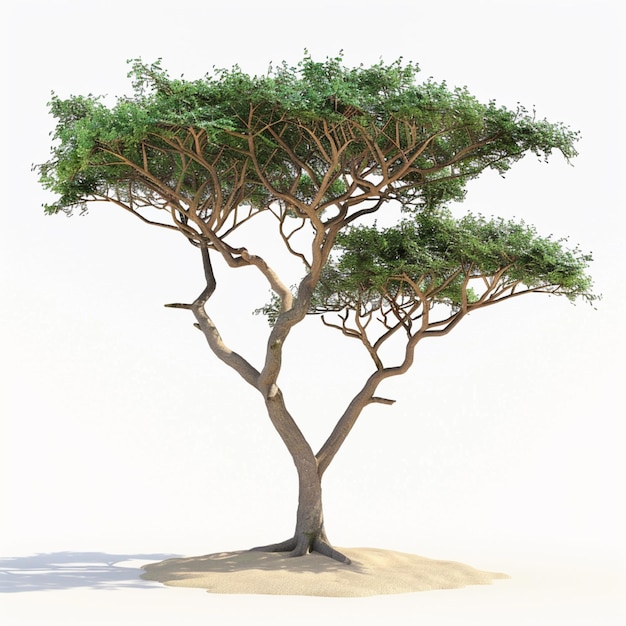 Caricatura plana en 3D de un árbol