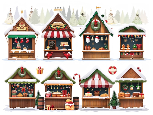 Caricatura de los puestos de la feria de Navidad