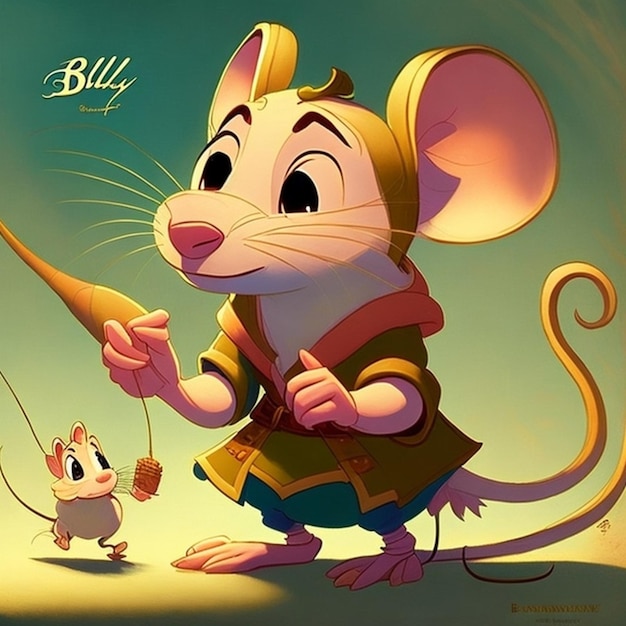 Una caricatura de un ratón con el nombre billy en la esquina inferior derecha