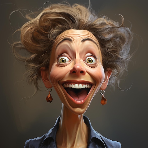 caricatura, retrato, mujer