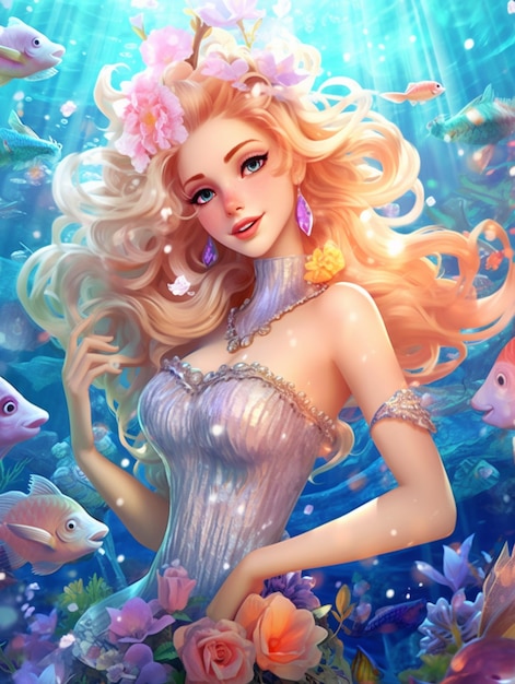 Una caricatura de una sirena con la palabra princesa en ella