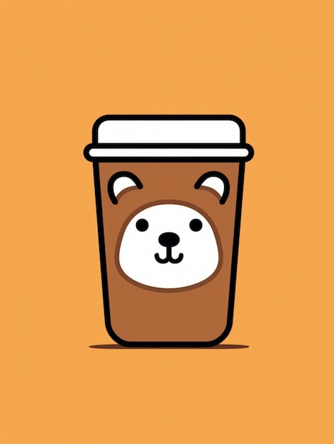 Foto una caricatura de una taza de café con una cara de oso.