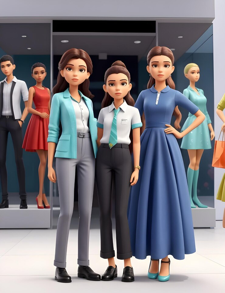 una caricatura de tres modelos diferentes de diferentes modelos