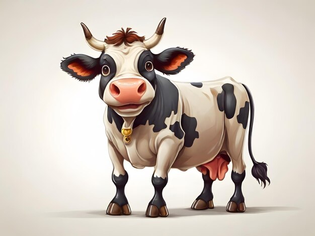 Foto la caricatura de la vaca marrón feliz aislada sobre un fondo blanco