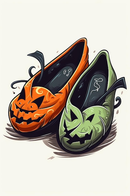 Caricatura de unas zapatillas para la fiesta de Halloween