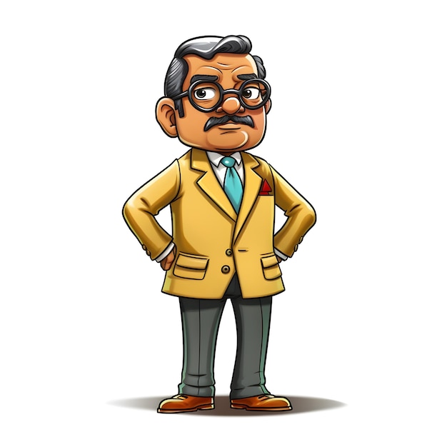 Un caricaturista con gafas y una chaqueta con corbata.