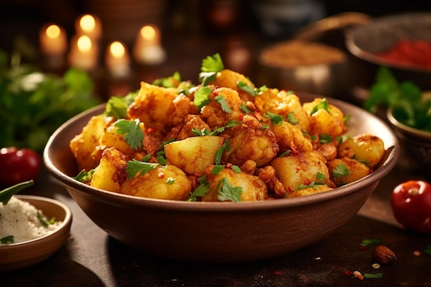 Caril de batata Aloo gobi Indian Punjabi comida vegetariana