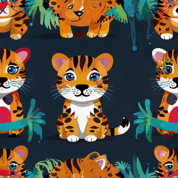 Cariñosa fiesta de cumpleaños de tigre con globo icono vectorial de dibujos animados Ilustración icono de vacaciones de animales Concepto aislado de estilo de dibujo animado plano vectorial premium