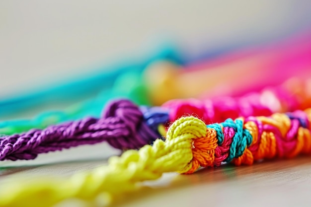 Foto cariñosas pulseras de colores en el fondo del día de la amistad