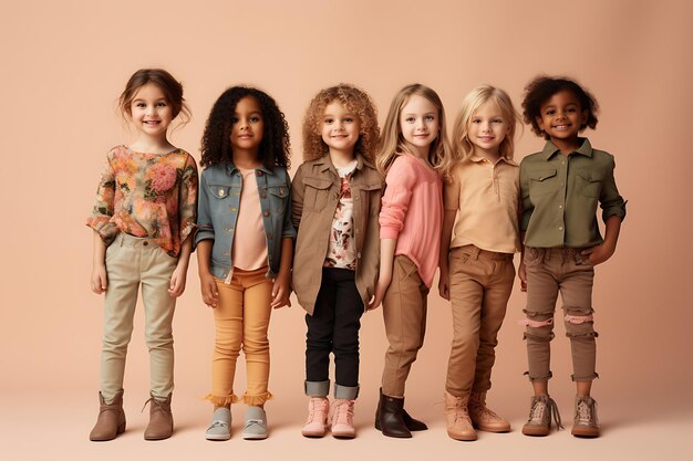 Cariñosos niños en edad preescolar ropa casual posando emociones estudio aislado fondo inalterado