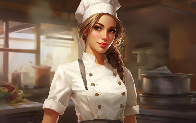 Carisma culinario hermosa chef mujer IA generativa